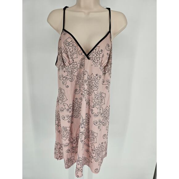 Apt 9 Womens Sz M Knee Length Super Soft Nightgown Light Pink Black Lace Trim - Picture 1 of 4
